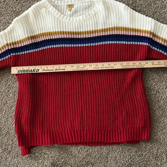 True Craft Rainbow Striped Knit Sweater Size Medium - Picture 6 of 11